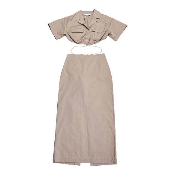 L'Academie NWT Julia Cut Out Tan Cotton Midi Dress Size XS - Picture 4 of 7